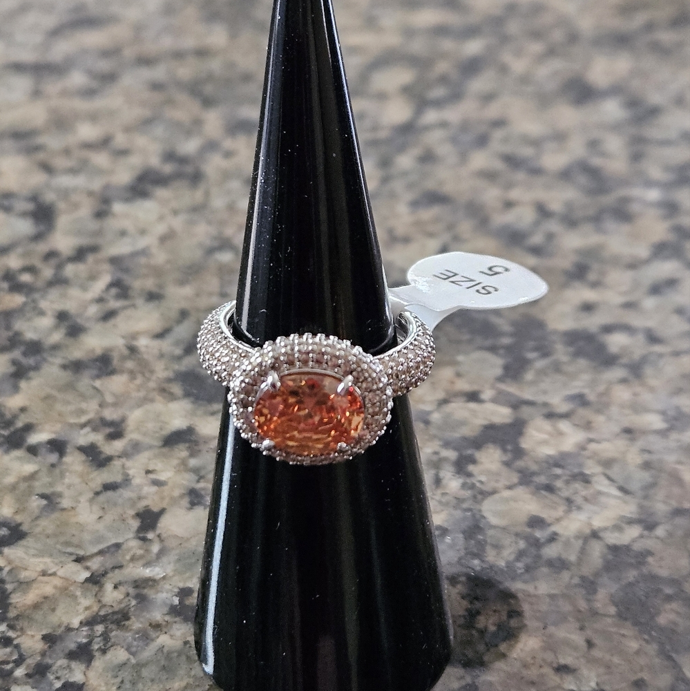 Bomb Party RG87714 "A Grand Gesture" Dark Smokey Topaz Cubic Zirconia Sz 5